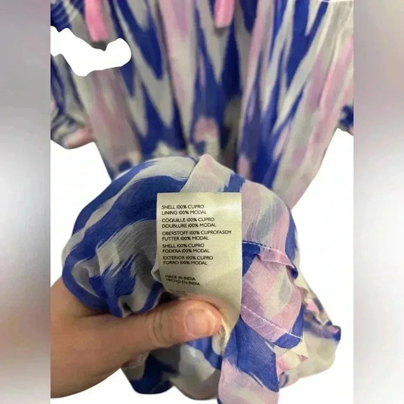 Anthropologie Marais Chiffon Maxi Dress Ruffled Tiers Sheer Tassel Beach Small - Picture 8 of 13